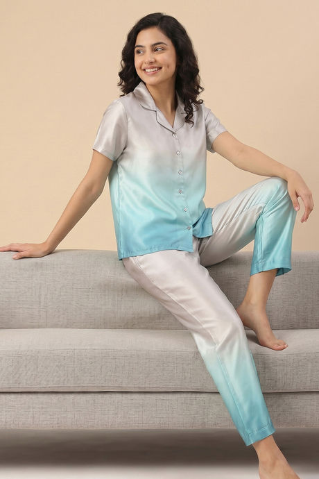 Zivame Woven Satin Pyjama Set - Dark Shade Buy Zivame Woven Satin Pyjama Set - Dark Shade